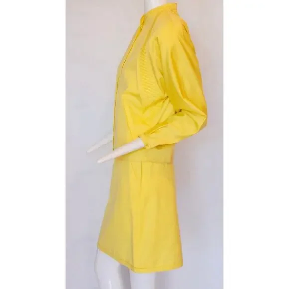 Vintage Gianni Versace Canary Yellow 100% Cotton Skirt & Jacket Ensemble